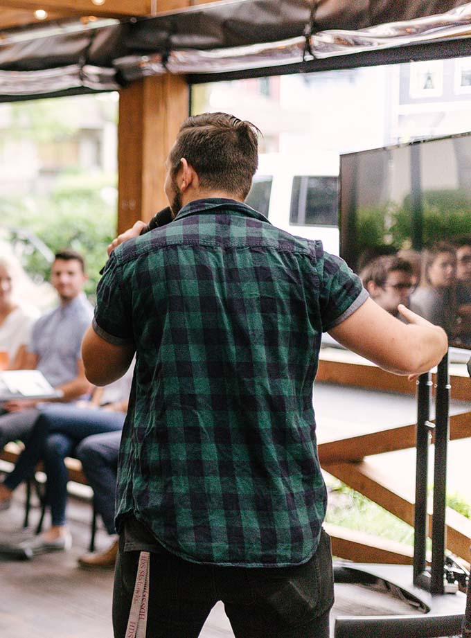 Stock image of someone public speaking