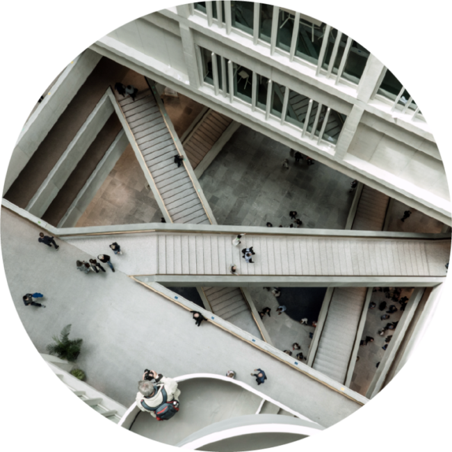 Stock image of stairs in the interior of a large company